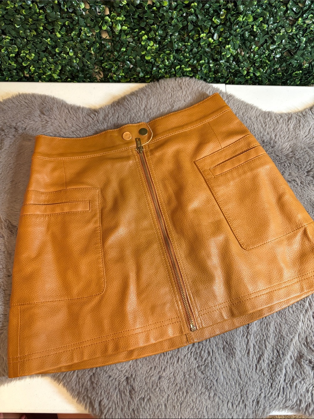 Free People Faux Leather Mini Skirt with Front Zip Size 2